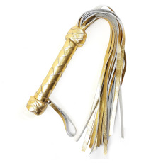 Плеть Флоггер 50 хвостов 50 см натуральная кожа Золотой