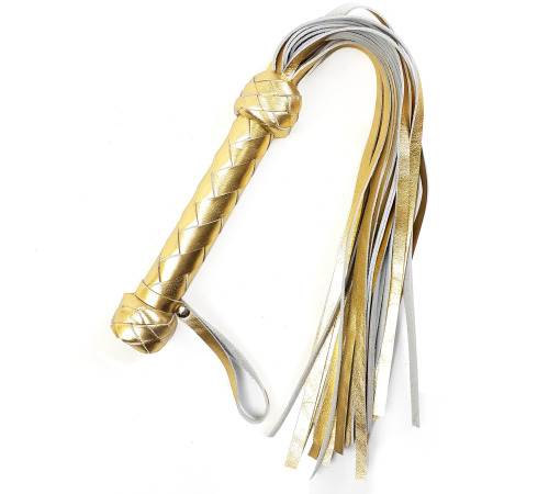 Плеть Флоггер 50 хвостов 50 см натуральная кожа Золотой