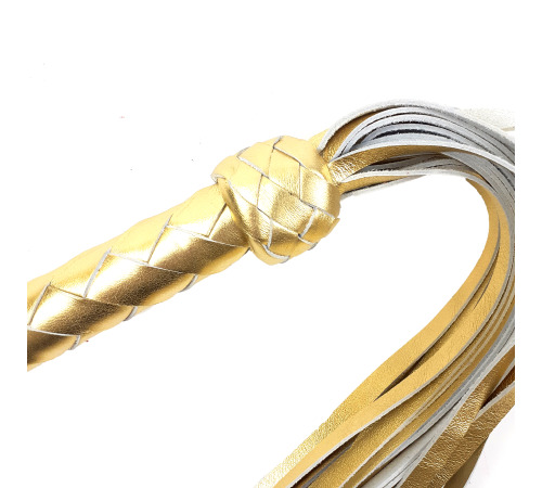 Плеть Флоггер 50 хвостов 50 см натуральная кожа Золотой