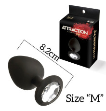 Анальна пробка з кристалом MAI Attraction Toys №48 Black, довжина 8,2 см, діаметр 3,5 см