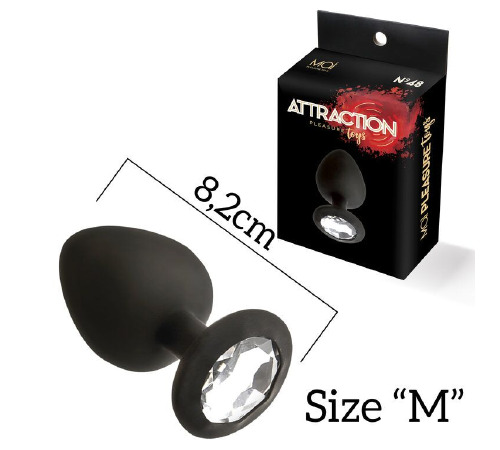 Анальна пробка з кристалом MAI Attraction Toys №48 Black, довжина 8,2 см, діаметр 3,5 см