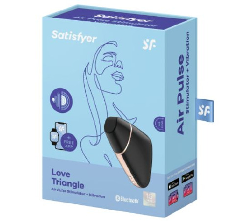 Вакуумний кліторальний стимулятор Satisfyer Love Triangle Black з керуванням через інтернет
