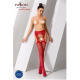 Эротические колготки-бодистокинг Passion S020 red, имитация ажурных чулок с высоким поясом