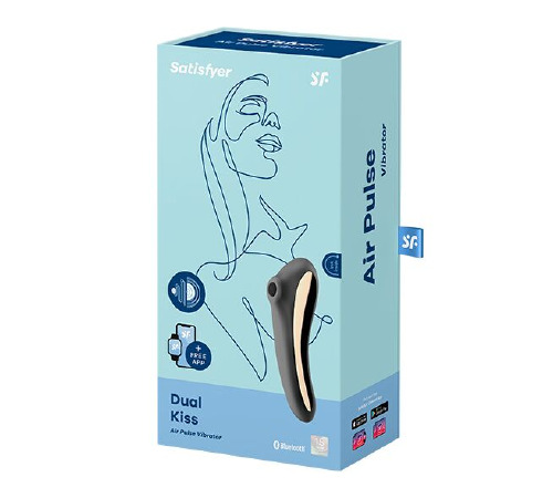 Вакуумный стимулятор с вибрацией Satisfyer Dual Kiss Black
