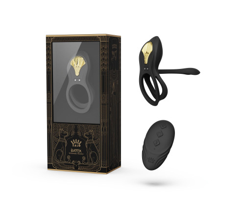 Смарт-ерекційне кільце Zalo - BAYEK Obsidian Black, подвійне з ввідною частиною, пульт ДК