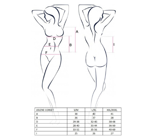 Корсет с пажами JOLENE CORSET black S/M - Passion, трусики, полуоткрытая грудь, полупрозрачный