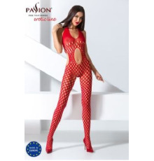 Бодистокинг Passion BS065 red, комбинезон, крупная сетка