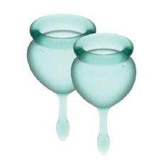 Набор менструальных чаш Satisfyer Feel Good (dark green), 15мл и 20мл, мешочек для хранения