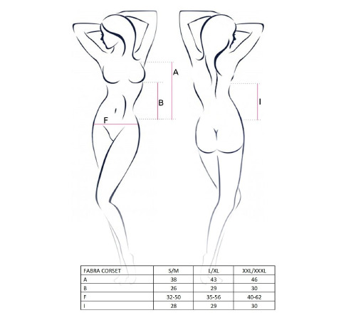 Корсет с пажами FABRA CORSET black L/XL - Passion Exclusive, трусики, полупрозрачный