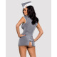 Эротический костюм стюардессы Obsessive Stewardess 3 pcs costume grey S/M, серый, платье, стринги, пилотка