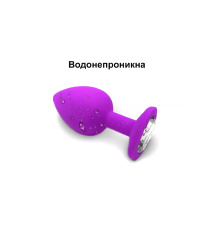 Силиконовая анальная пробка с кристаллом S, фиолетовая, 2,6; 7,0