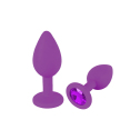 Силіконова анальна пробка S фіолетова з фіолетовим кристалом