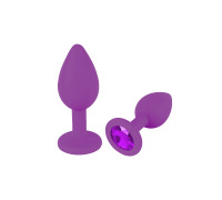Силіконова анальна пробка S фіолетова з фіолетовим кристалом