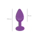 Силіконова анальна пробка S фіолетова з фіолетовим кристалом