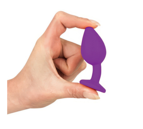 Силіконова анальна пробка S фіолетова з фіолетовим кристалом