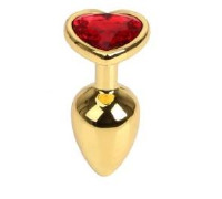Анальна пробка Gold Metal Heart Red, M
