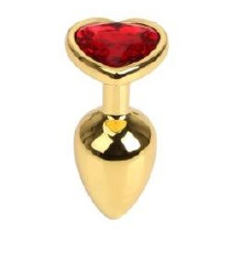 Анальна пробка Gold Metal Heart Red, M