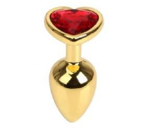 Анальна пробка Gold Metal Heart Red, M
