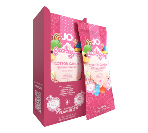 Набор лубрикантов Foil Display Box – JO H2O Lubricant – Cotton Candy – 12 x 10ml