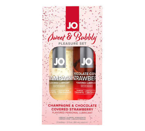 Набір лубрикантів System JO Sweet&Bubbly — Champagne & Chocolate Covered Strawberry (2×60 мл)