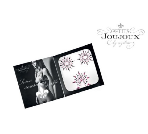 Пэстис из кристаллов Petits Joujoux Gloria set of 3 - Black/Pink, украшение на грудь и вульву
