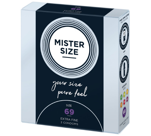 Презервативи Mister Size - pure feel - 69 (3 condoms), товщина 0,05 мм