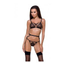 Пояс-стрепы с подвязками для чулок MEGGY GARTER BELT black S/M - Passion Exclusive