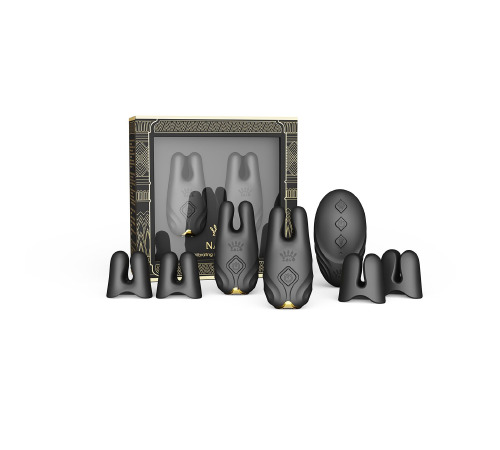 Смарт-вібратор для грудей Zalo - Nave Obsidian Black, пульт ДК, робота через додаток
