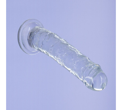 Прозрачный фаллоимитатор ADDICTION Vertical Dong 8″, присоска, диаметр 3,8 см, вибропуля в подарок