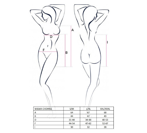 Рубашка приталена з чашками WILMA CHEMISE white L/XL - Passion, трусики