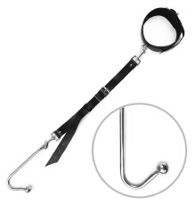 Анальный крюк 4 с ошейником из натуральной кожа Art os Sex - Anal hook, Черный