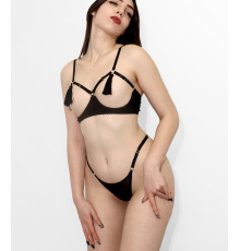 Відкритий набір білизни Каліпс, розмір L-2XL, Чорний.