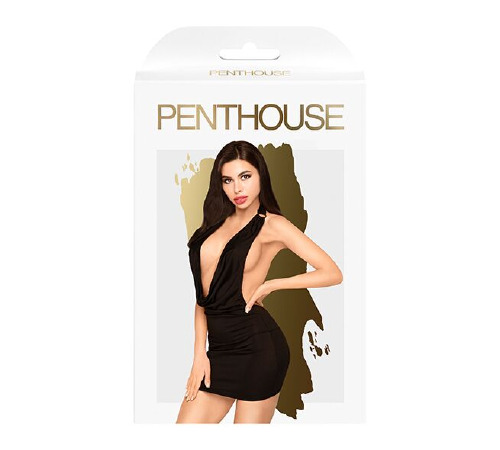 Мини-платье Penthouse Heart Rob L/XL Black, хомут, глубокое декольте, миниатюрные стринги