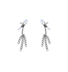 Зажимы для сосков с кисточками Feral Feelings - Nipple clamps Tassels, серебро/белый