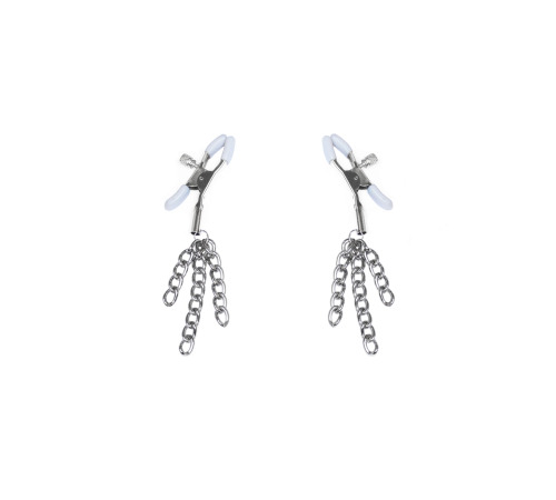 Зажимы для сосков с кисточками Feral Feelings - Nipple clamps Tassels, серебро/белый