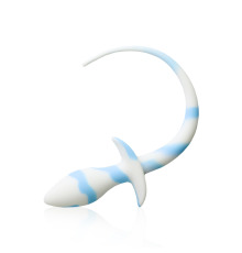 Силиконовая анальная пробка с хвостиком, Бело/Голубой