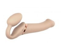 Безремінний страпон з вібрацією Strap-On-Me Vibrating Flesh L, діаметр 3,7 см, пульт ДК, регульований