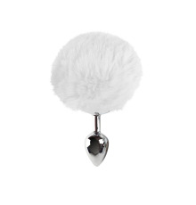 Металева анальна пробка S з білим хвостиком