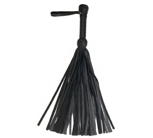 Черный флоггер классический, натуральная кожа, 50 хвостов, по 50см, рукоятка 20см