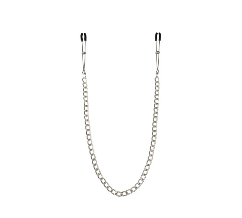 Тонкие зажимы для сосков с цепочкой Feral Feelings - Chain Thin nipple clamps, серебро/черный