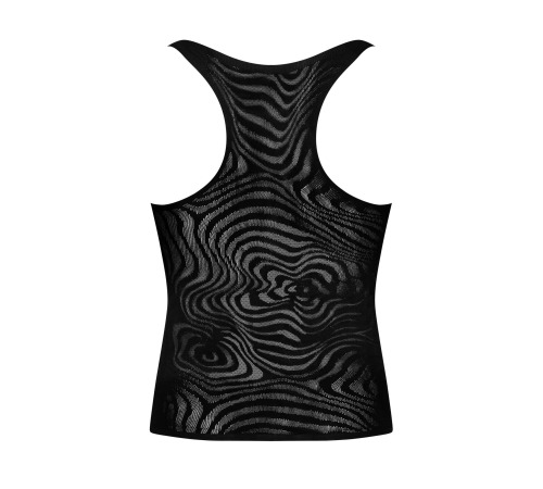 Мужская полупрозрачная майка-борцовка с узором Obsessive T103 tank top S/M/L, черная
