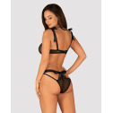 Полупрозрачный эротический комплект Obsessive Obsessivia 2pcs set black S/M, бюстгальтер и трусики,