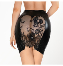 Полупрозрачная виниловая юбка с кружевными вставками