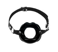 Кляп расширитель в форме губ  Gag Lips, натуральная кожа, Черный