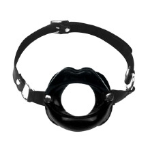 Кляп расширитель в форме губ  Gag Lips, натуральная кожа, Черный
