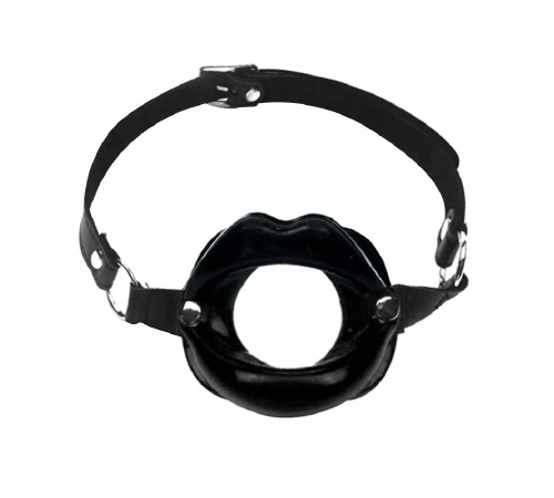 Кляп расширитель в форме губ  Gag Lips, натуральная кожа, Черный