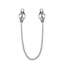 Зажимы для сосков с цепочкой Feral Feelings - Clover nipple clamps, серебро/белый