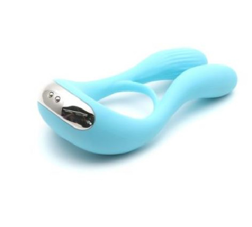 Вібратор для пар KISTOY Martin Blue, два мотори, кріплення на член, діаметр 3,2 см