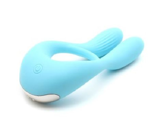 Вібратор для пар KISTOY Martin Blue, два мотори, кріплення на член, діаметр 3,2 см