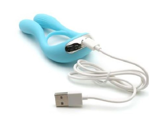 Вібратор для пар KISTOY Martin Blue, два мотори, кріплення на член, діаметр 3,2 см